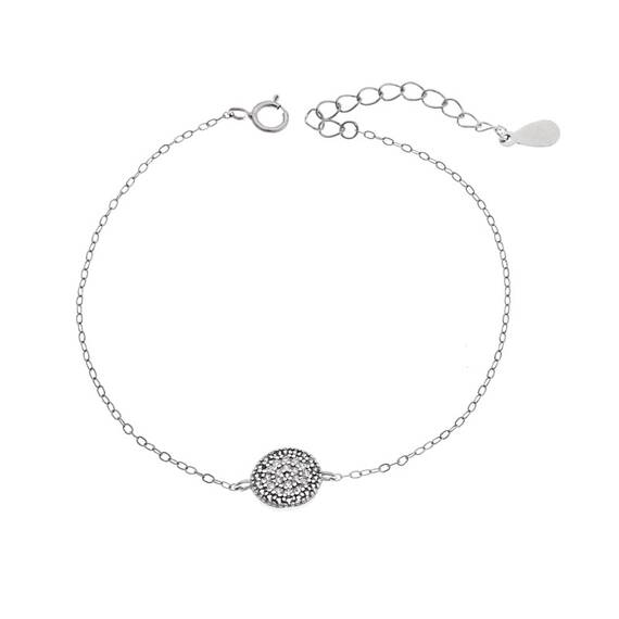 Βραχιόλι Senza Silver 925, Μάτι-στόχος με ζιργκόν