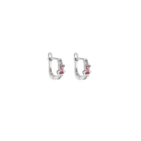 Σκουλαρίκια Παιδικά Senza Silver 925, κρίκοι με Peppa