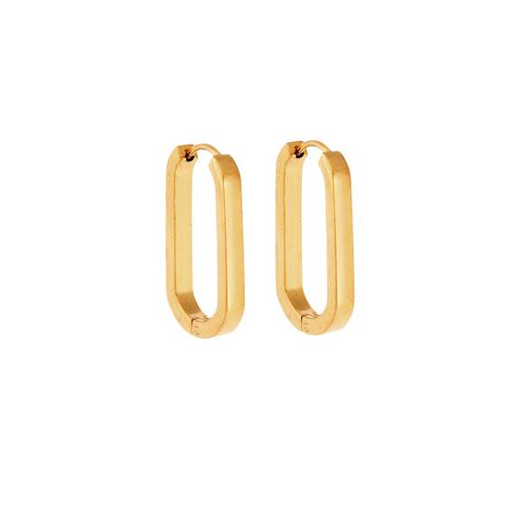 Σκουλαρίκια Κρίκοι Οβάλ SENZA Gold Plated Steel 2.5x1.5 cm