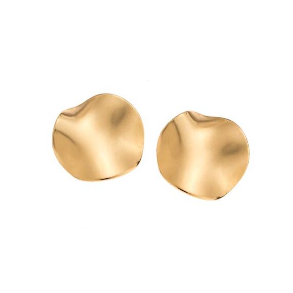 Σκουλαρίκια Γυναικεία SENZA Gold Plated Steel, με στρογγυλό κυματιστό σχέδιο