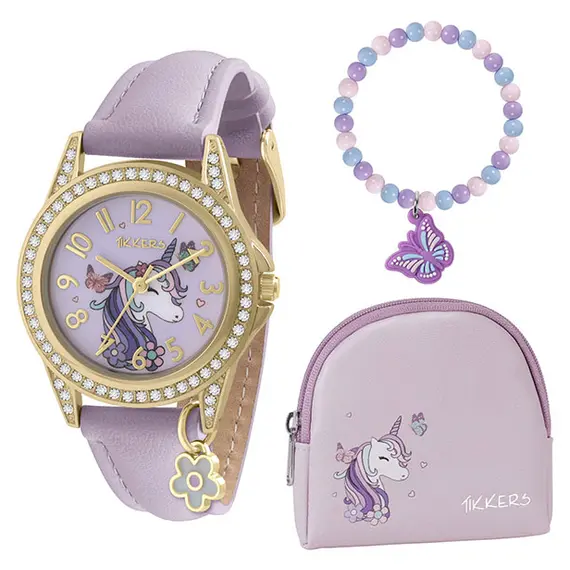 TIKKERS Girls Purple Unicorn Set Με Βραχιόλι Και Τσαντάκι ATK1106, image 6