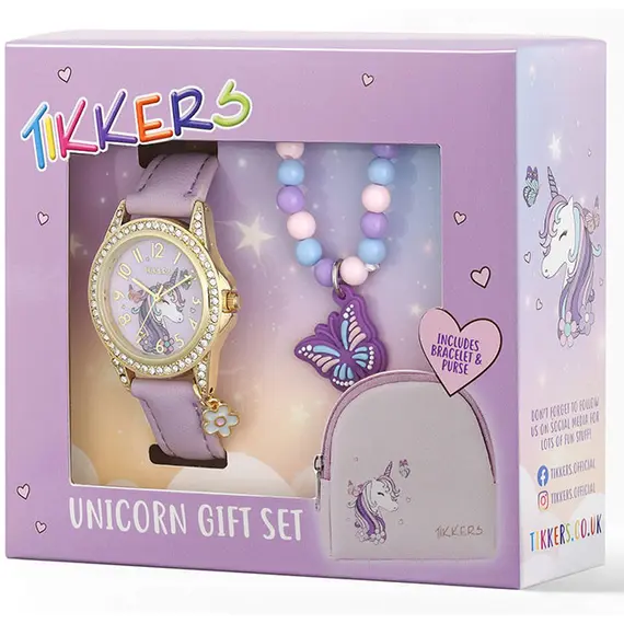 TIKKERS Girls Purple Unicorn Set Με Βραχιόλι Και Τσαντάκι ATK1106, image 5