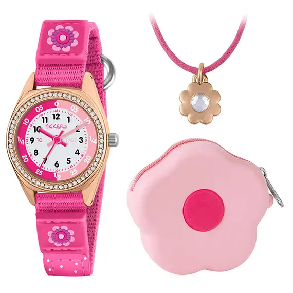 TIKKERS Girls Pink Canvas Strap Flower Set ΑΤΚ1107, image 2