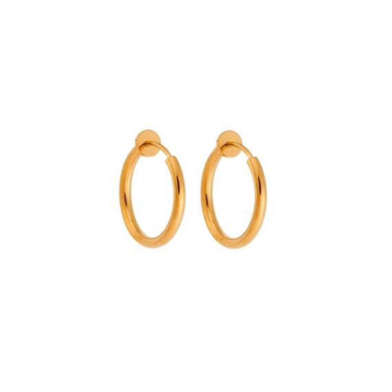 Σκουλαρίκια UNISEX SENZA Gold Plated Steel κρίκος χωρίς τρύπα
