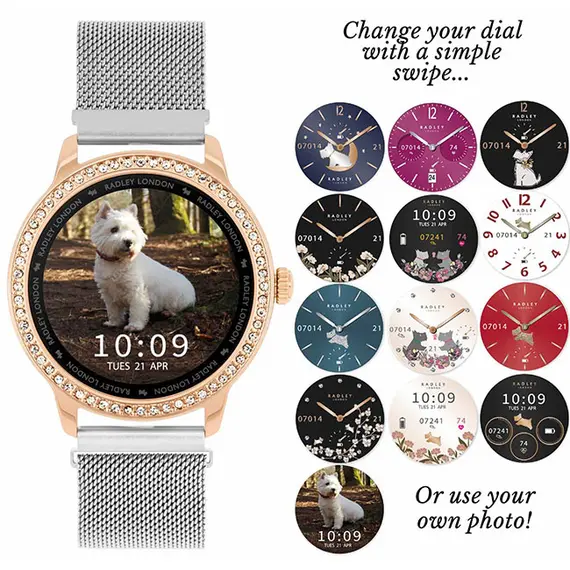RADLEY LONDON Series 07 Smartwatch Silver Mesh Crystals RYS07-4005, image 3