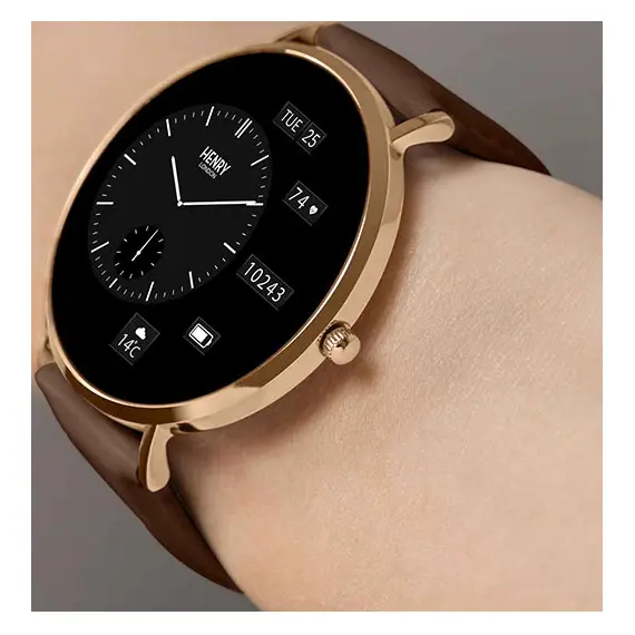 HENRY LONDON Smartwatch Rose & Chocolate Leather HLS65-0002, image 3