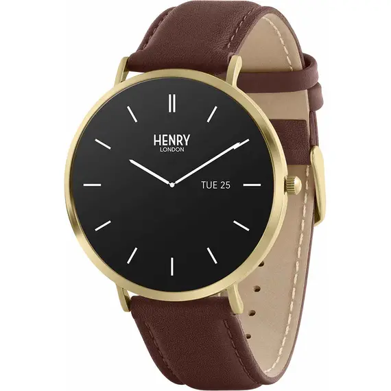 HENRY LONDON Smartwatch Gold & Chocolate Leather HLS65-0007