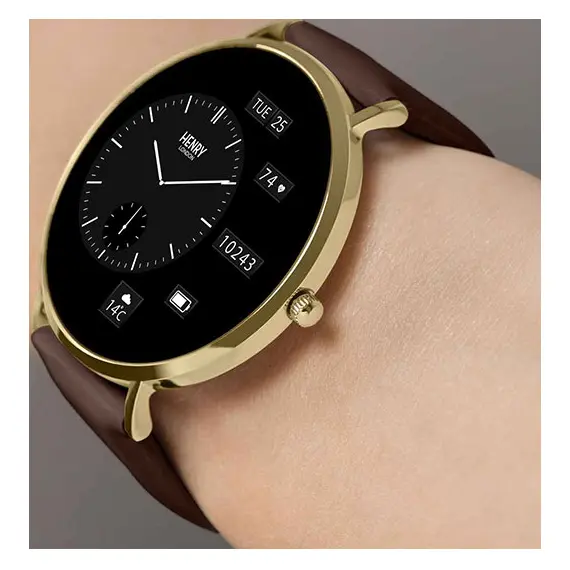 HENRY LONDON Smartwatch Gold & Chocolate Leather HLS65-0007, image 3