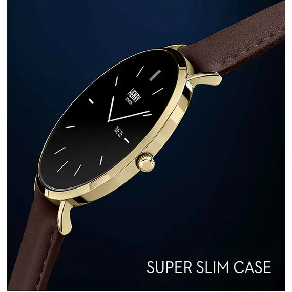 HENRY LONDON Smartwatch Gold & Chocolate Leather HLS65-0007, image 4