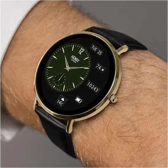 HENRY LONDON Smartwatch Gold & Black Leather HLS65-0008, image 3