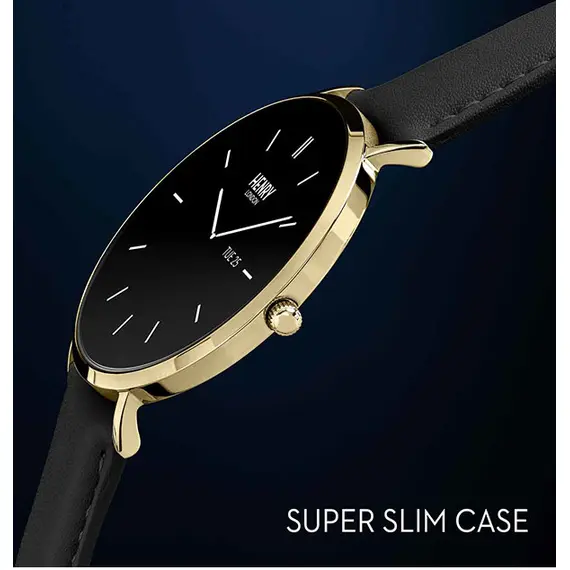HENRY LONDON Smartwatch Gold & Black Leather HLS65-0008, image 4