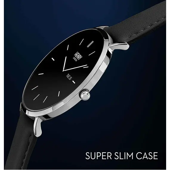 HENRY LONDON Smartwatch Silver & Black Leather HLS65-0009, image 4