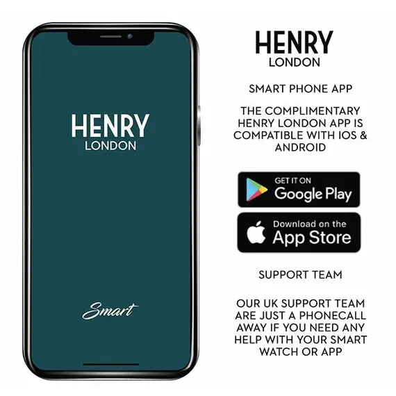 HENRY LONDON Smartwatch Silver & Black Leather HLS65-0009, image 7