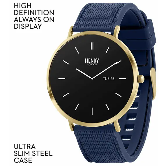 HENRY LONDON Smartwatch Gold & Navy Silicone HLS65-0012, image 2