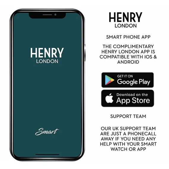 HENRY LONDON Smartwatch Gold & Navy Silicone HLS65-0012, image 7