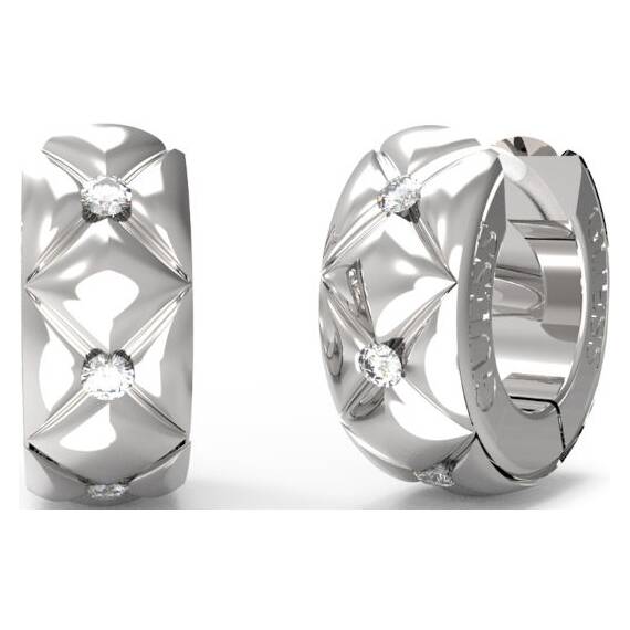 GUESS STEEL Stylish Ασημένια Σκουλαρίκια Κρίκοι Με Ζιργκόν JUBE04590JWRHT-U