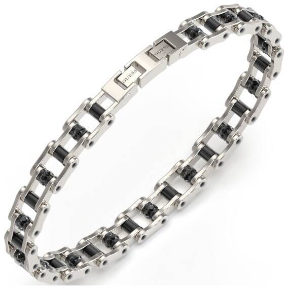 GUESS STEEL Race Δίχρωμο Βραχιόλι 21cm JUMB04410JWSTGMT-U