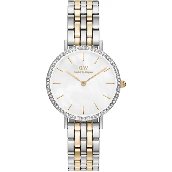 DANIEL WELLINGTON Petite Petite Lumine Bezel 5-Link Two-Tone MOP DW00100665