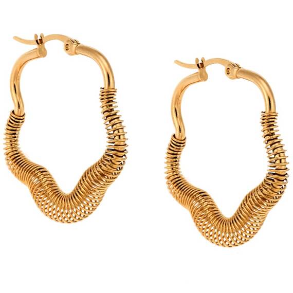 Σκουλαρίκια Κρίκοι Αστέρι SENZA Gold Plated Steel 3 cm