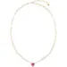 LAURA P. Pink Lady Χρυσό Κολιέ Από Ασήμι 925 Με Πέτρα 40cm-45cm CL0107GF